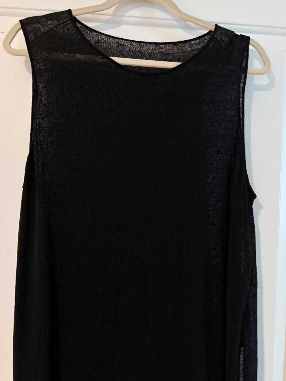 Eileen Fisher Black Sheer Linen Sleeveless Tunic Top L / XL